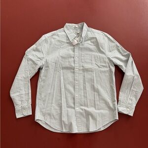 NWT J. Crew Green and White Striped oxford button down Shirt